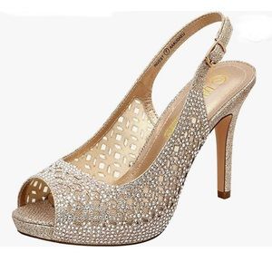 NWT- Dream Pairs Crystal Embellished Slingback Peeptoe